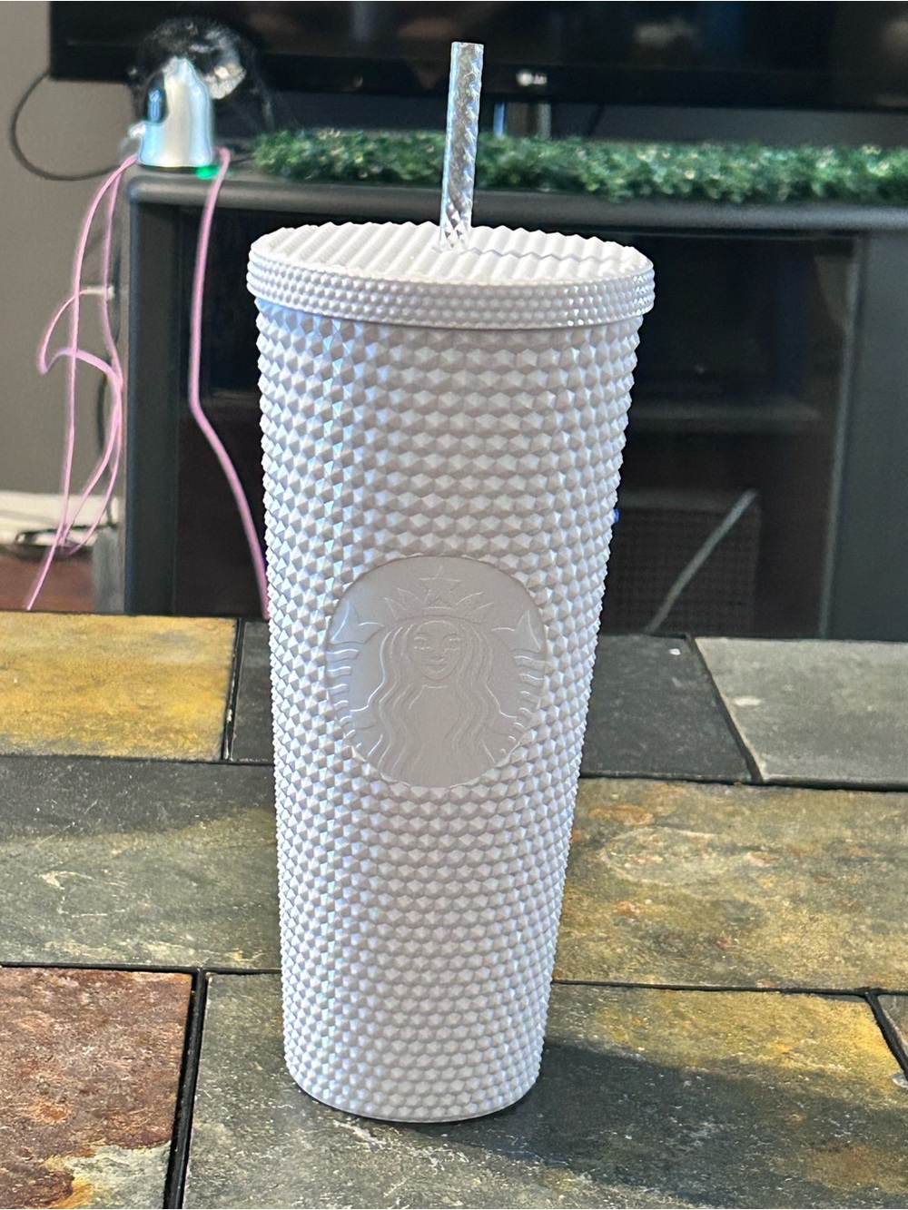 Starbucks White Bling Studded 24oz  Venti Cold Tumbler Spring 2024 NEW